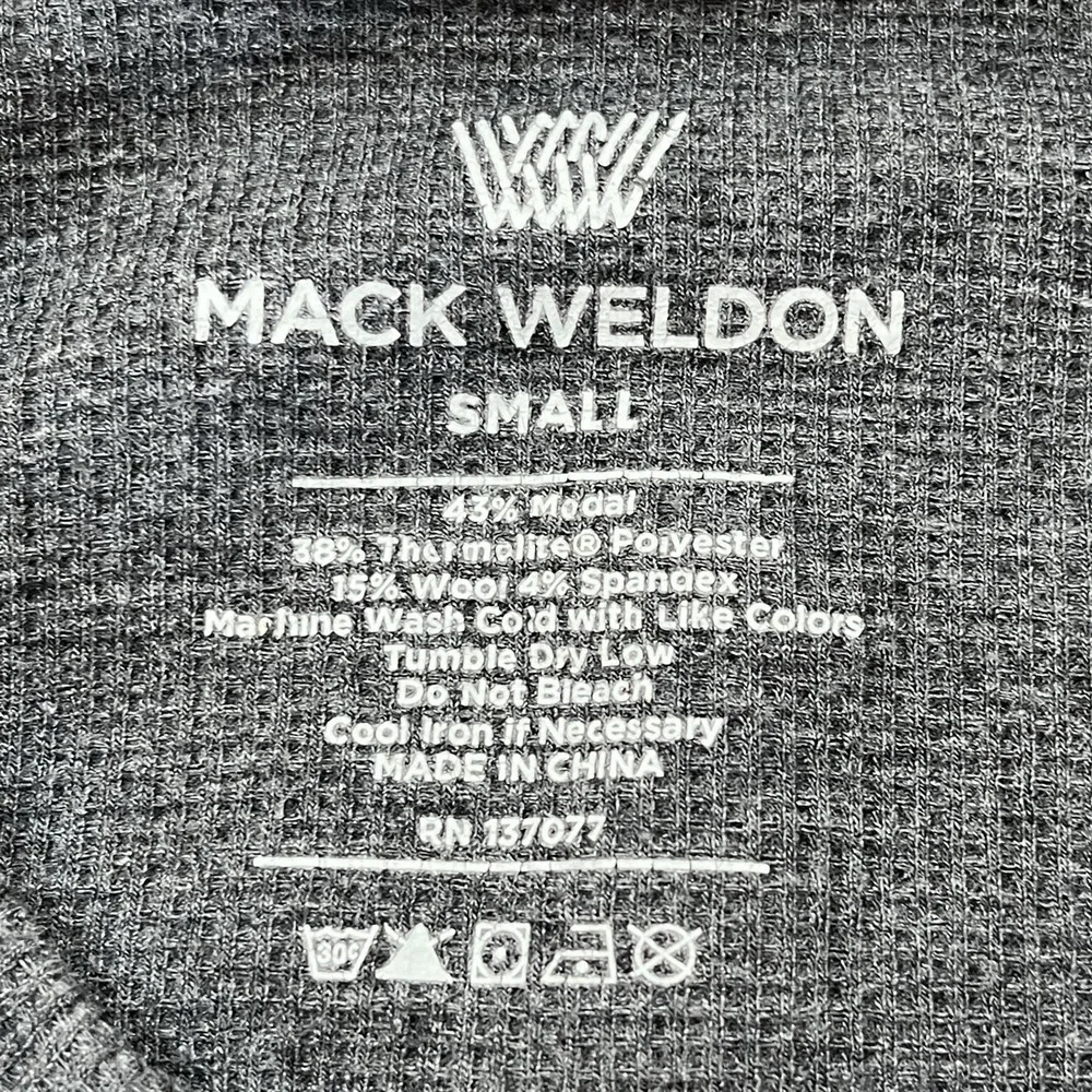 Mack Weldon WarmKnit Waffle Thermal Henley Shirt Mens S Gray Modal Wool Blend